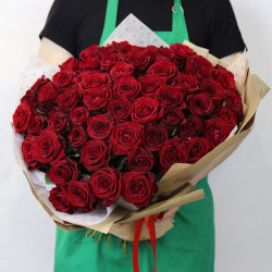 Букет из 51 красной розы 40 см - увеличить