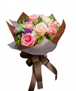 Букет из розовых роз для невесты - увеличить