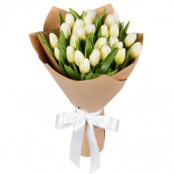 Букет из 25 белых тюльпанов - увеличить