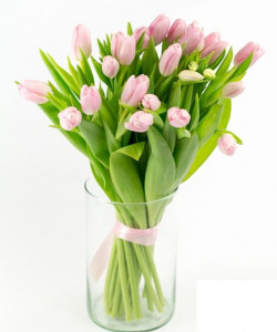 Букет 25 розовых тюльпанов - увеличить